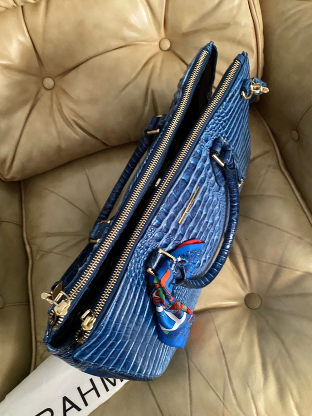 LKNW Brahmin LARGE Finley Carryall Bluebonnet? Melbourne Leather Business Bag - Picture 7 of 16